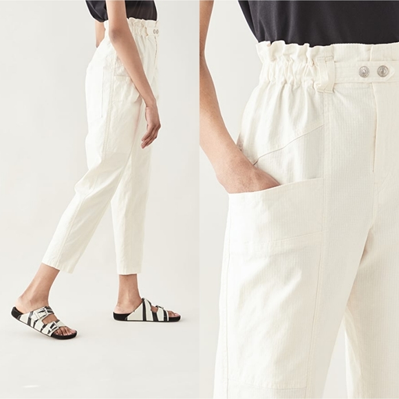 Isabel Marant Enucie White Cargo Jogger Pants Linen Blend 42 - Picture 2 of 8